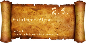 Reininger Vince névjegykártya